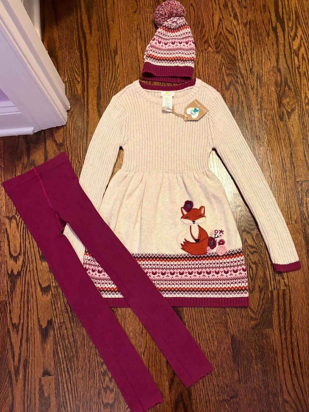 GIRLS FALL SIZE 7-8 3PC SWEATER DRESS SET NWT